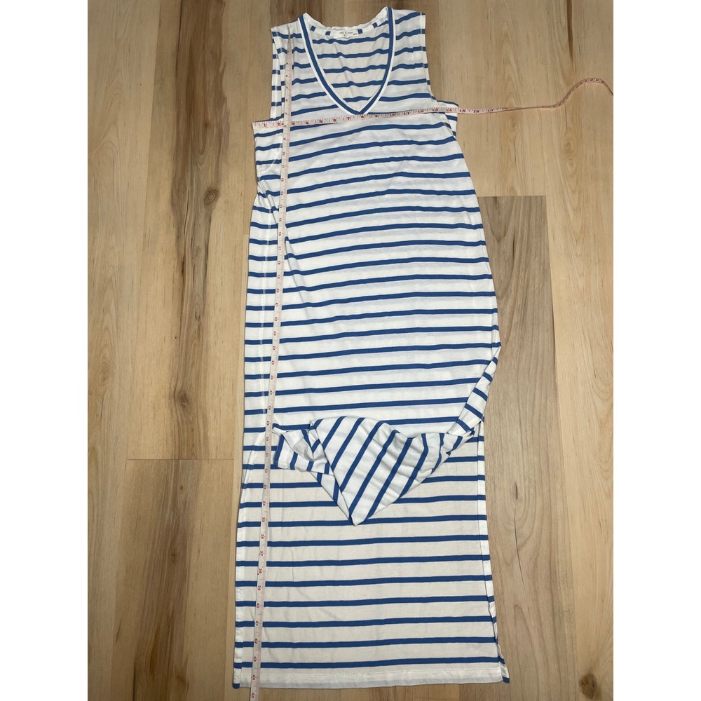 Rag & Bone Blue White Striped Sleeveless‎ V-Neck Maxi Dress XS Lyocell Cotton - Picture 7 of 10